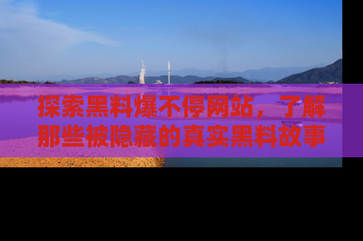 探索黑料爆不停网站,了解那些被隐藏的真实黑料故事